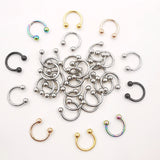 20 Pcs 16G Stainless Circular Barbells Horseshoe Nose Lip Ring Eyebrow Studs
