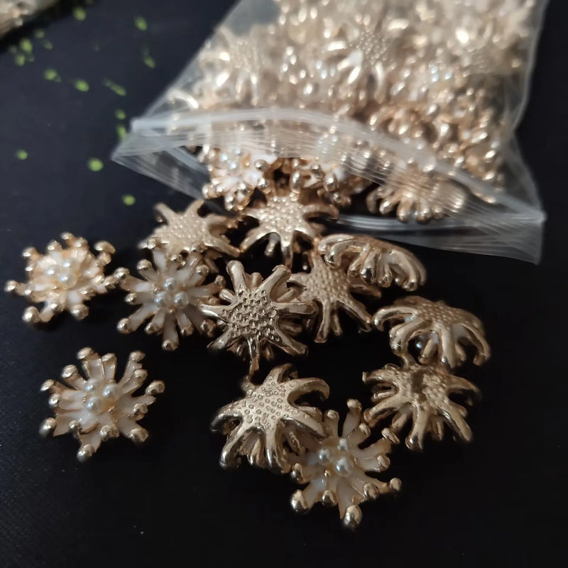 20 Pcs/Lot Metal Alloy KC Enamel Pearl Flowers DIY Jewelry Making
