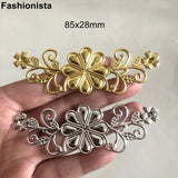 20 Pcs Metal Filigree Flower Rattan Ornament 85x28mm Silver Scrapbook Decoration