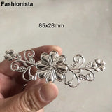 20 Pcs Metal Filigree Flower Rattan Ornament 85x28mm Silver Scrapbook Decoration