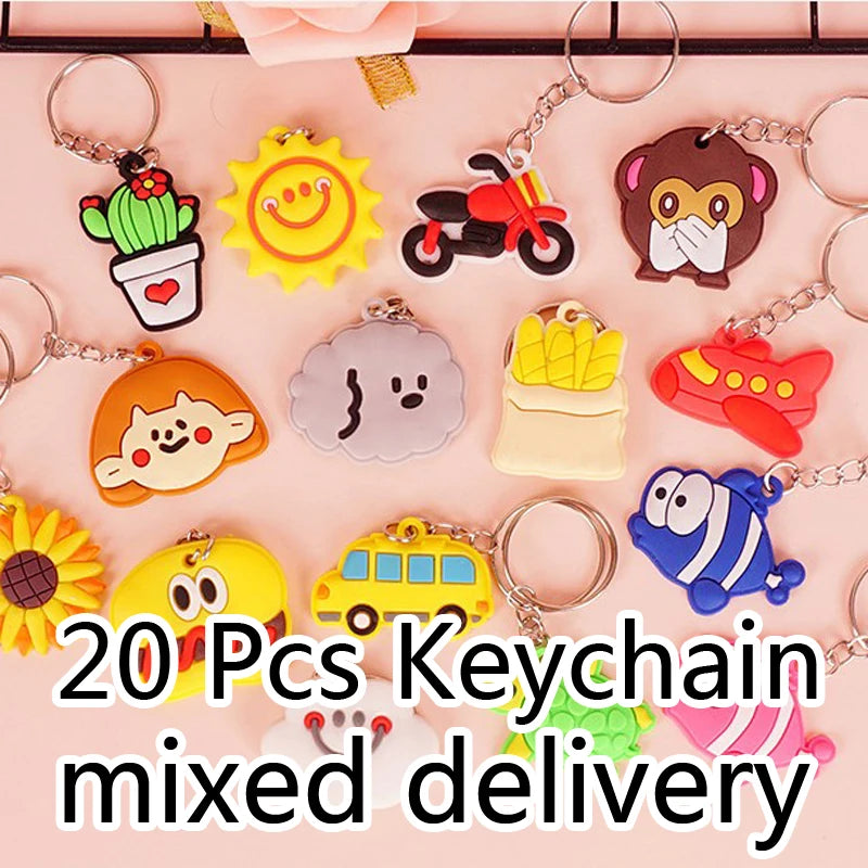 20 Pcs Mini Cartoon Key Chain Car Keyring Keychain Bag Charms Keychains Pendant