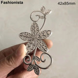 20 Pcs Silver Metal Filigree Flower Rattan Ornament For Jewelry Crafts DIY