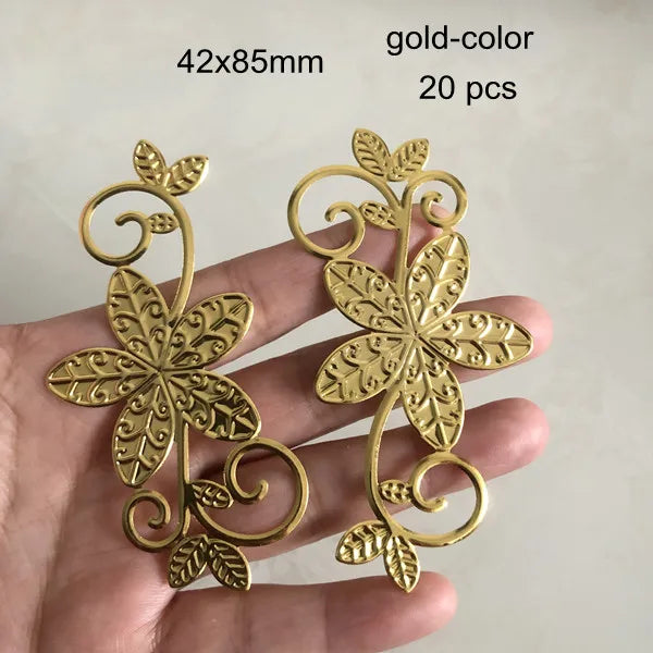 20 Pcs Silver Metal Filigree Flower Rattan Ornament For Jewelry Crafts DIY