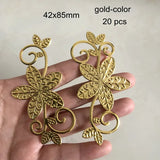 20 Pcs Silver Metal Filigree Flower Rattan Ornament For Jewelry Crafts DIY