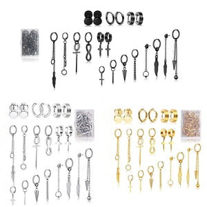 20 Pcs Stainless Steel Huggie Hoop Earrings Kpop Dangle Kit