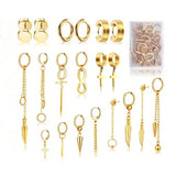 20 Pcs Stainless Steel Huggie Hoop Earrings Kpop Dangle Kit
