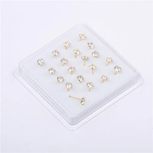 20 Pcs CZ Crystal Nose Studs Nose Rings Body Jewelry Nose Bone