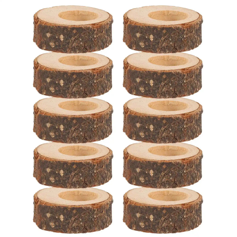 20 Pcs Wooden Christmas Napkin Ring Holders Round Decorative Rings 1.18In