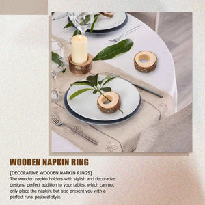20 Pcs Wooden Christmas Napkin Ring Holders Round Decorative Rings 1.18In