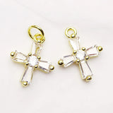20 Pcs Zirconia Cross Charms Necklace Pendant Women Accessories
