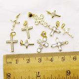 20 Pcs Zirconia Cross Charms Necklace Pendant Women Accessories