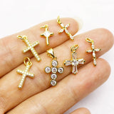 20 Pcs Zirconia Cross Charms Necklace Pendant Women Accessories