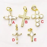 20 Pcs Zirconia Cross Charms Necklace Pendant Women Accessories