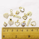 20 Pcs Zirconia Heart Necklace Charms Pendant Jewelry