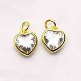 20 Pcs Zirconia Heart Necklace Charms Pendant Jewelry