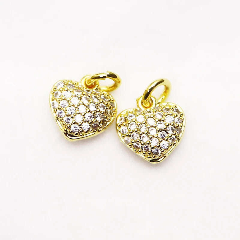 20 Pcs Zirconia Heart Necklace Charms Pendant Jewelry