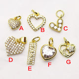 20 Pcs Zirconia Heart Necklace Charms Pendant Jewelry