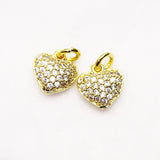 20 Pcs Zirconia Heart Necklace Charms Pendant Jewelry