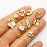 20 Pcs Zirconia Heart Necklace Charms Pendant Jewelry