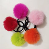 20 Pcs Girl's Fluffy Banny Hair Rubber Bands Pompon Elastic Ponytail Holder