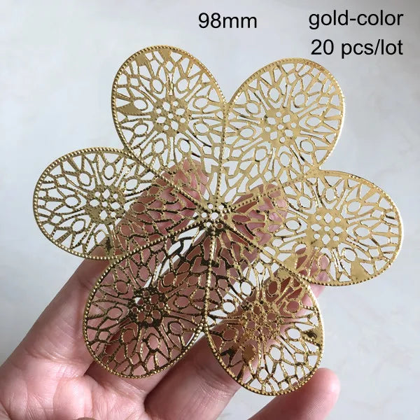 20 Pcs 98mm Gold/Steel Flower Slice Filigrees DIY