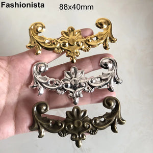 20 Pcs Large Metal Ornament 88x40mm Filigree Slice Wraps Gold/Silver/Bronze