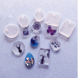 20 Pc Water Drop Round Square Oval Mirror Mold with Key Ring for DIY Keychain