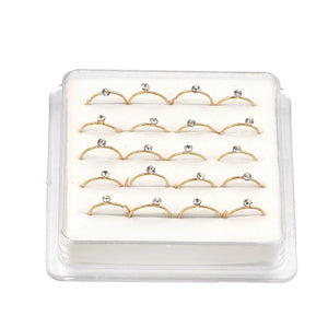 20PCS 24G Crystal Nose Hoop Rings Cartilage Nose Piercing Body Jewelry