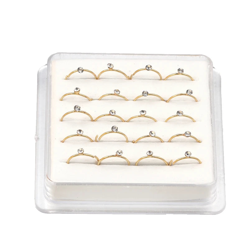 20PCS 24G Crystal Nose Hoop Rings Cartilage Nose Piercing Body Jewelry
