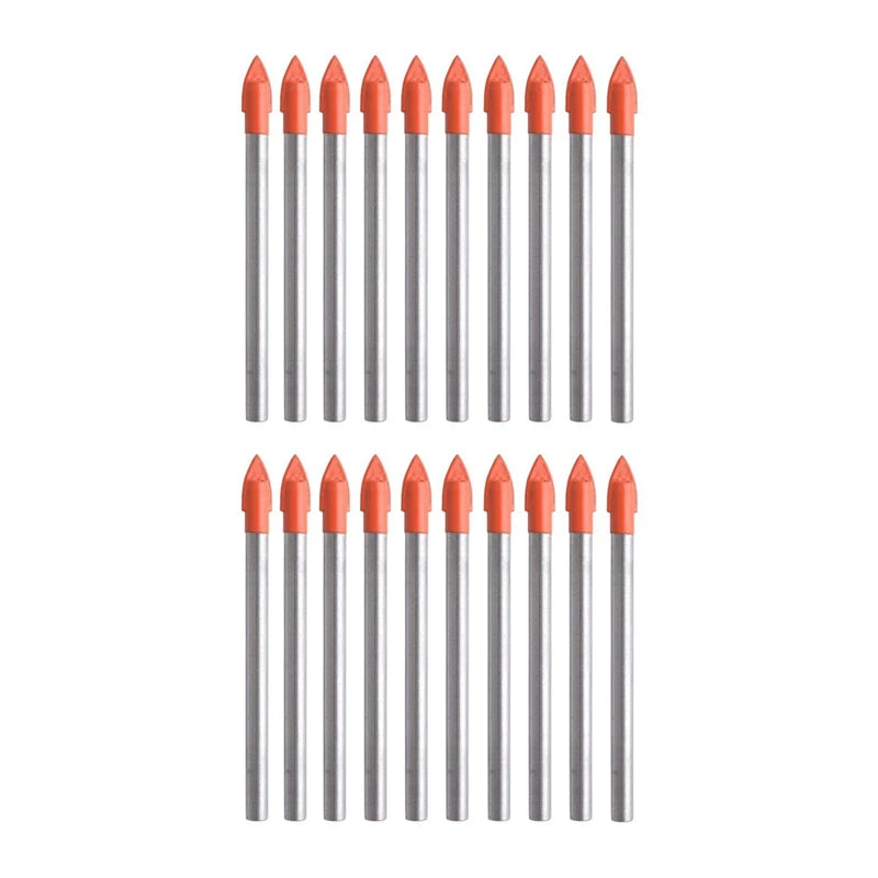 20-Pc 6MM Glass & Tile Drill Bits Set Carbide Drilling Tool