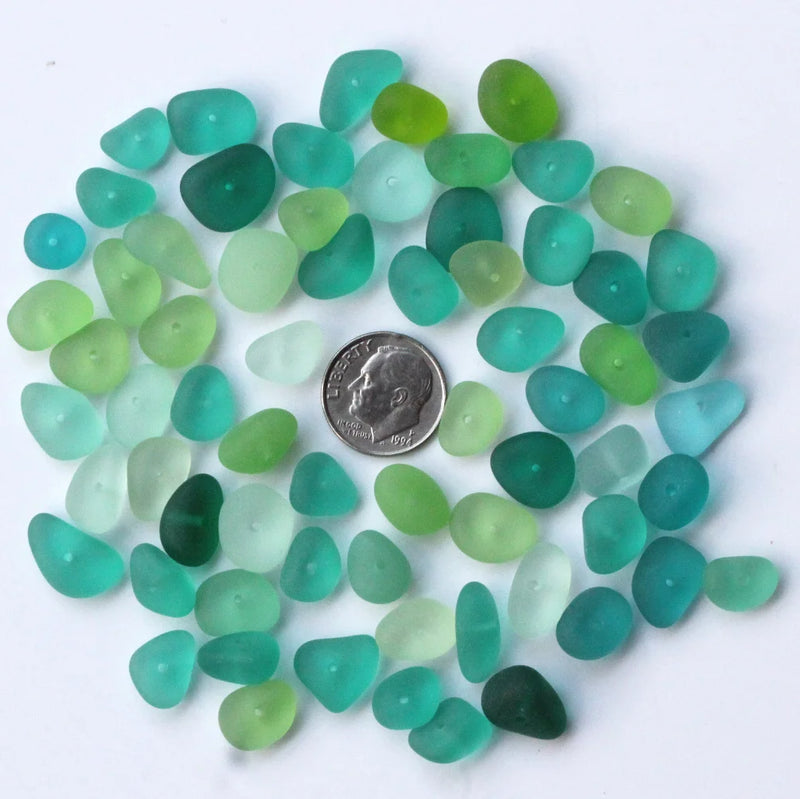 20 Center Drilled Sea Glass Beads for Jewelry Making, Medium Size
