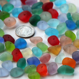 20 Center Drilled Sea Glass Beads for Jewelry Making, Medium Size