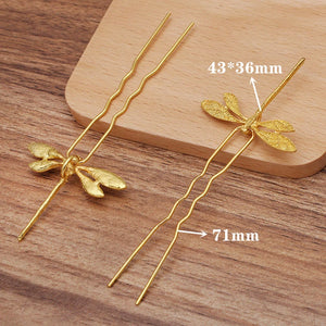 20 Dragonfly Hair Forks Filigree Hair Sticks Hairpin Bridal Headwear DIY