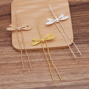20 Dragonfly Hair Forks Filigree Hair Sticks Hairpin Bridal Headwear DIY