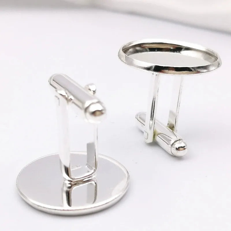 20Pcs 12-20mm Cufflinks Blank Settings in 6 Colors