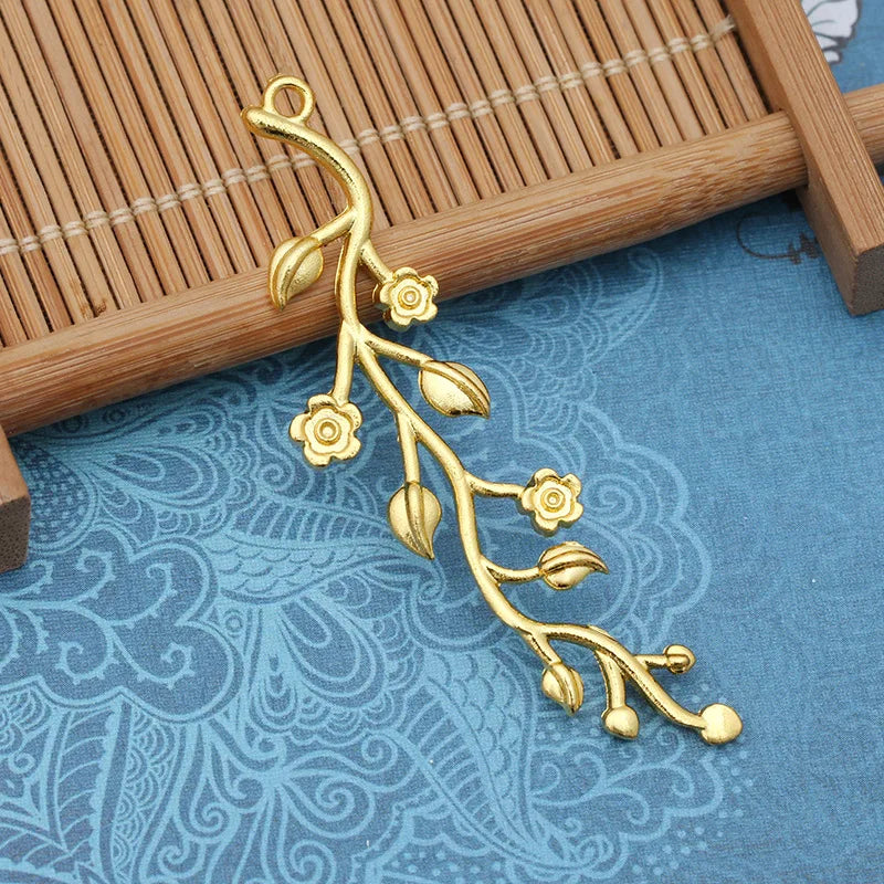 20Pcs 15x59mm Tree Branch Metal Pendant Charms DIY Jewelry Accessories