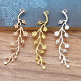 20Pcs 15x59mm Tree Branch Metal Pendant Charms DIY Jewelry Accessories