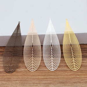 20PCS 25x85mm Leaf Metal Pendant Earring Component DIY Charms