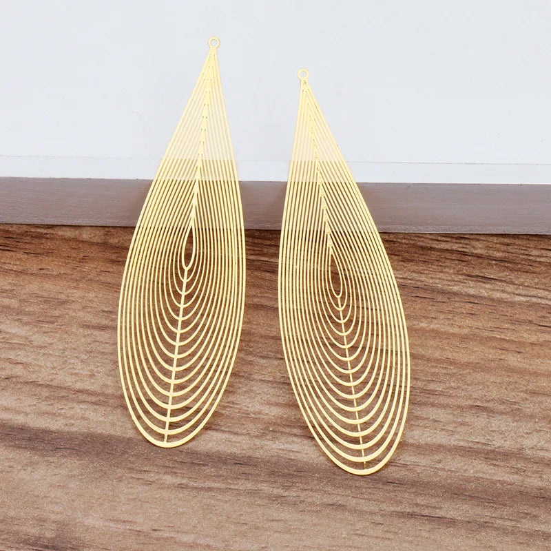 20PCS 25x85mm Leaf Metal Pendant Earring Component DIY Charms