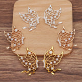 20Pcs 36*45mm Metal Inlaid w/ Pearls Butterfly DIY Jewelry Settings