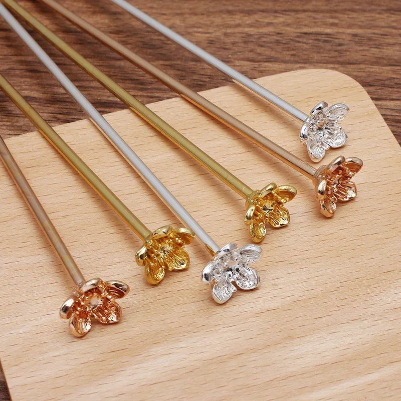 Metal Flower Hair Sticks Hairpins Bridal Headwear DIY Hair Accessories