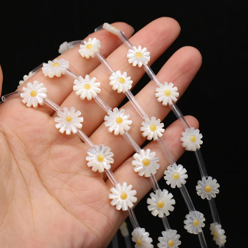 20 Natural Conch Shell Sun Flower Beads for DIY Jewelry Making