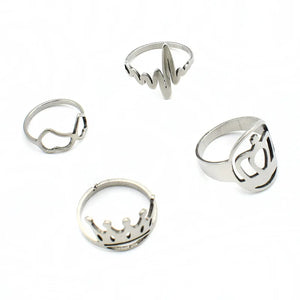 20 Pcs Casual ECG Butterfly Cross Charm Stainless Steel Wedding Rings for Women