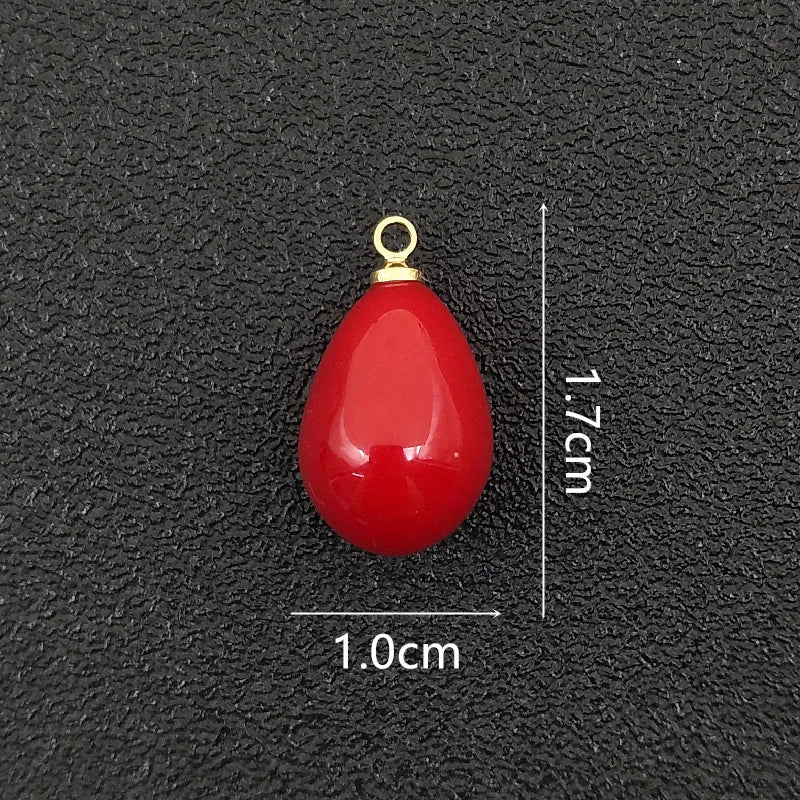 20 Pcs/Set 10x17mm Red Bead Pendant Charms for Jewelry Making