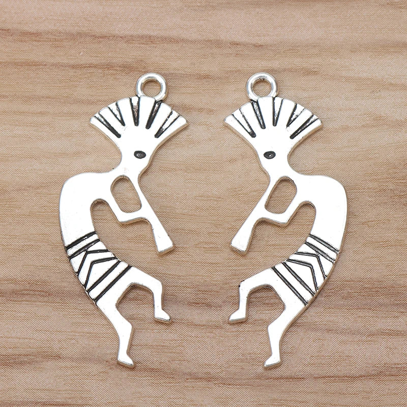 20 Silver Kokopelli Charms Pendants for Jewelry Making 40x15mm