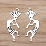 20 Silver Kokopelli Charms Pendants for Jewelry Making 40x15mm