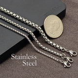 20 Stainless Steel Necklace Tarnish Resistant Round Box Chain 16-30 Inches