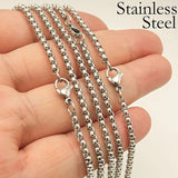 20 Stainless Steel Necklace Tarnish Resistant Round Box Chain 16-30 Inches