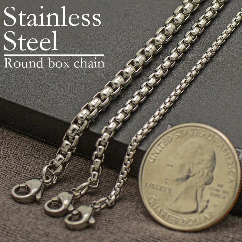 20 Stainless Steel Necklace Tarnish Resistant Round Box Chain 16-30 Inches