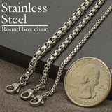 20 Stainless Steel Necklace Tarnish Resistant Round Box Chain 16-30 Inches